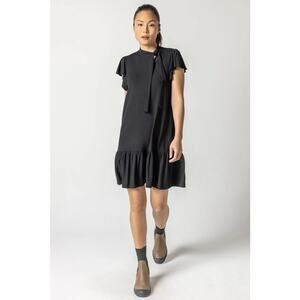 NWT LILLA P Tie Neck Peplum Dress Sz S